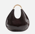 Chocolate croc embossed hobo bag
