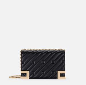 Black large chevron bag with gold chain strap