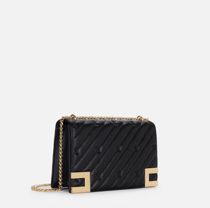 Black large chevron bag with gold chain strap