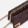 Burgundy medium chevron bag with gold chain shoulder strap