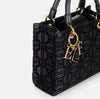 Black velvet print shopper bag