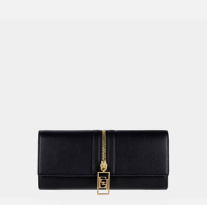 Black baguette clutch bag