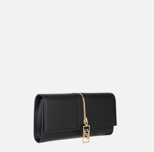 Black baguette clutch bag