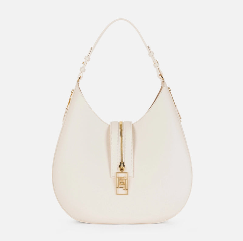 Ivory large hobo bag with maxi zipper