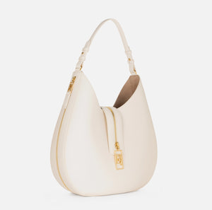 Ivory large hobo bag with maxi zipper