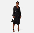 Black silk voile blouse with sash belt