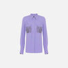 Lilac blouse with rhinestone embroidered pockets