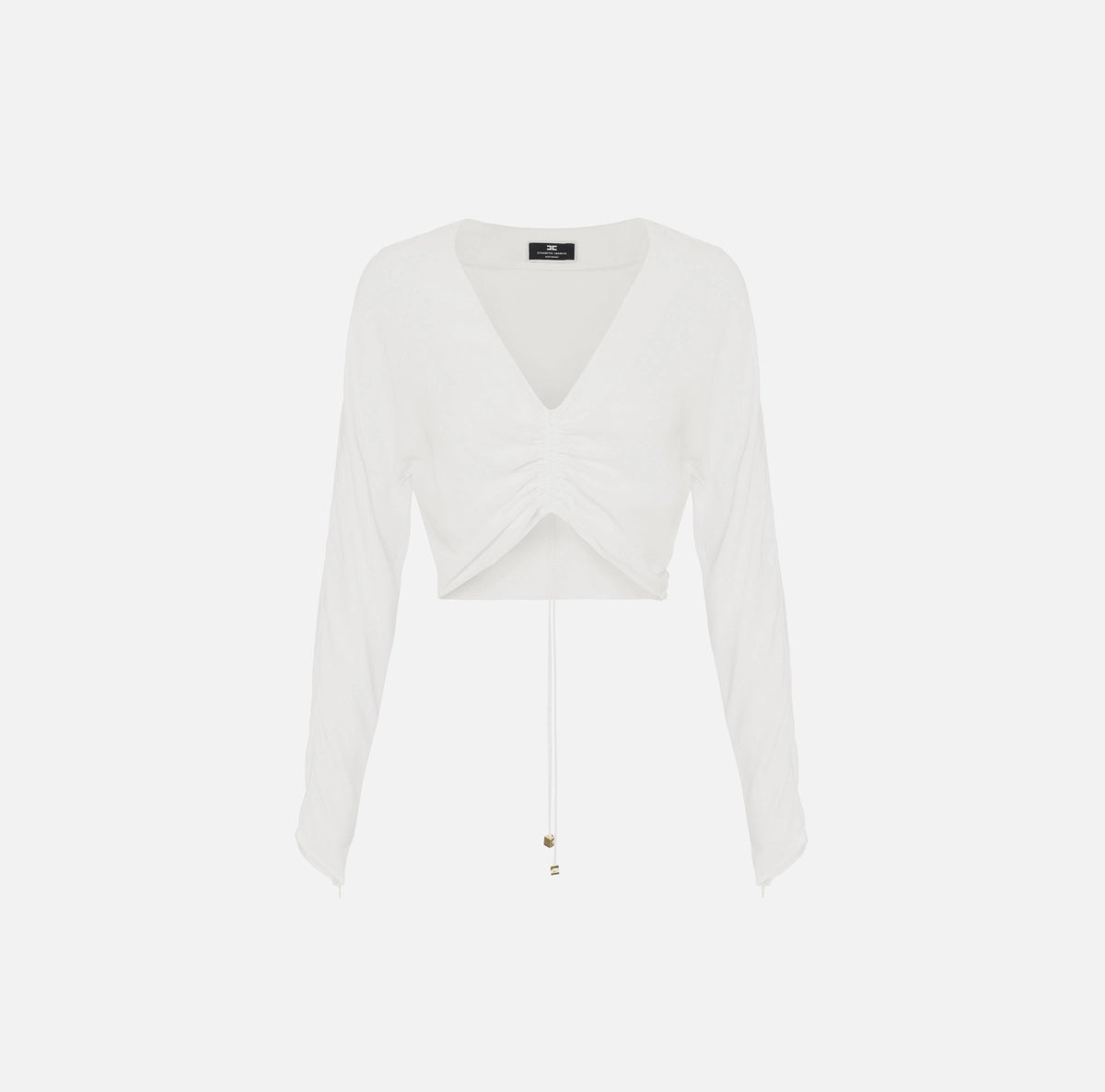 Ivory cropped blouse with drawstring