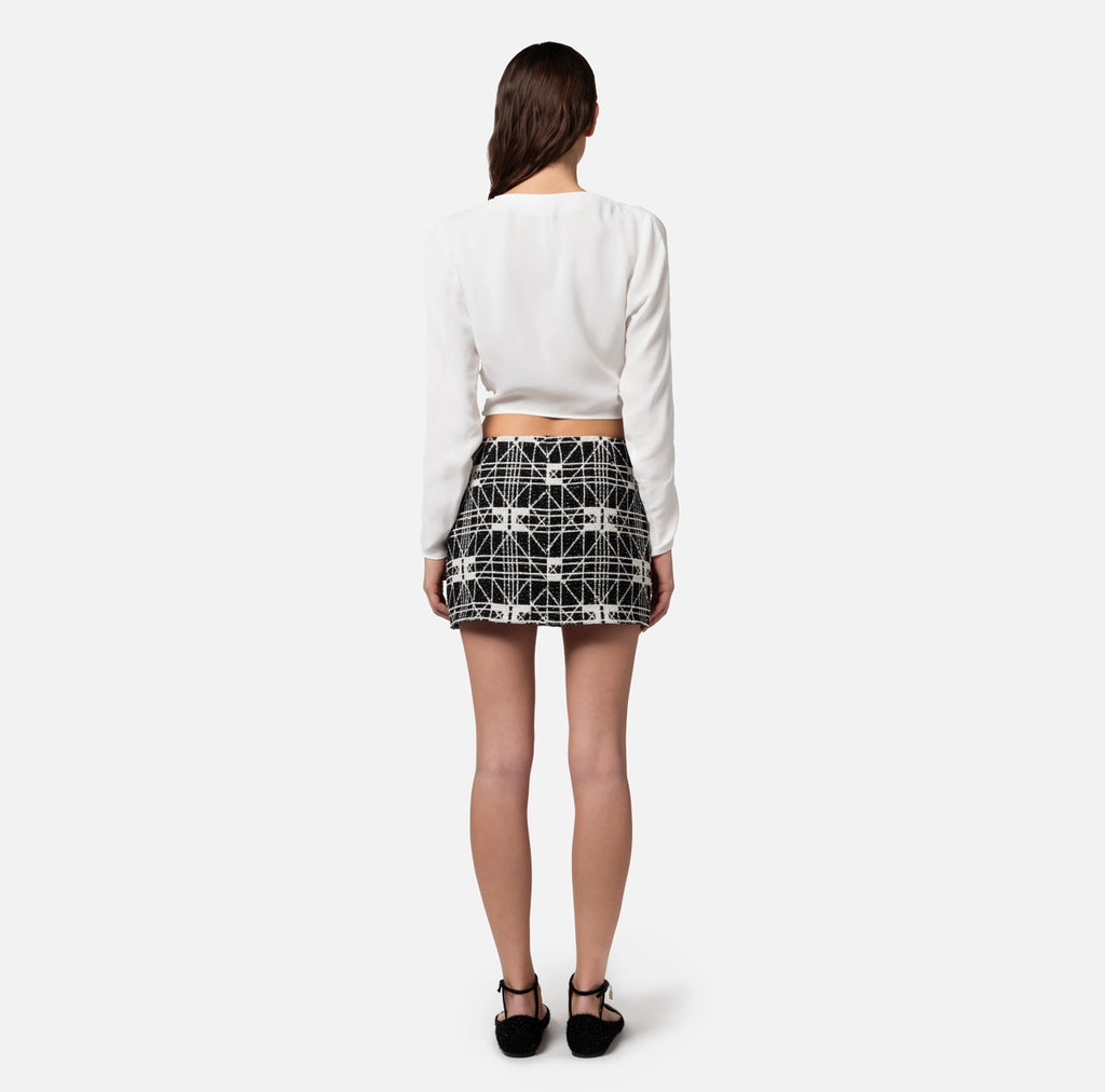 Ivory cropped blouse with drawstring