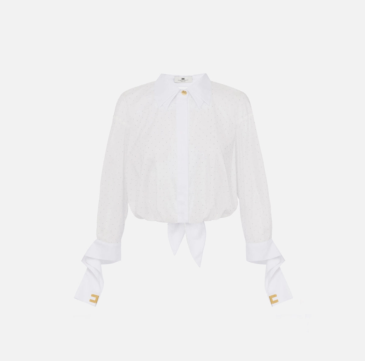 White poplin shirt with rhinestones