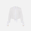 White poplin shirt with rhinestones