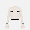Ivory black short blouse with flared cuffs