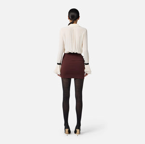 Ivory black short blouse with flared cuffs