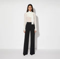 Ivory georgette blouse with a bow sash