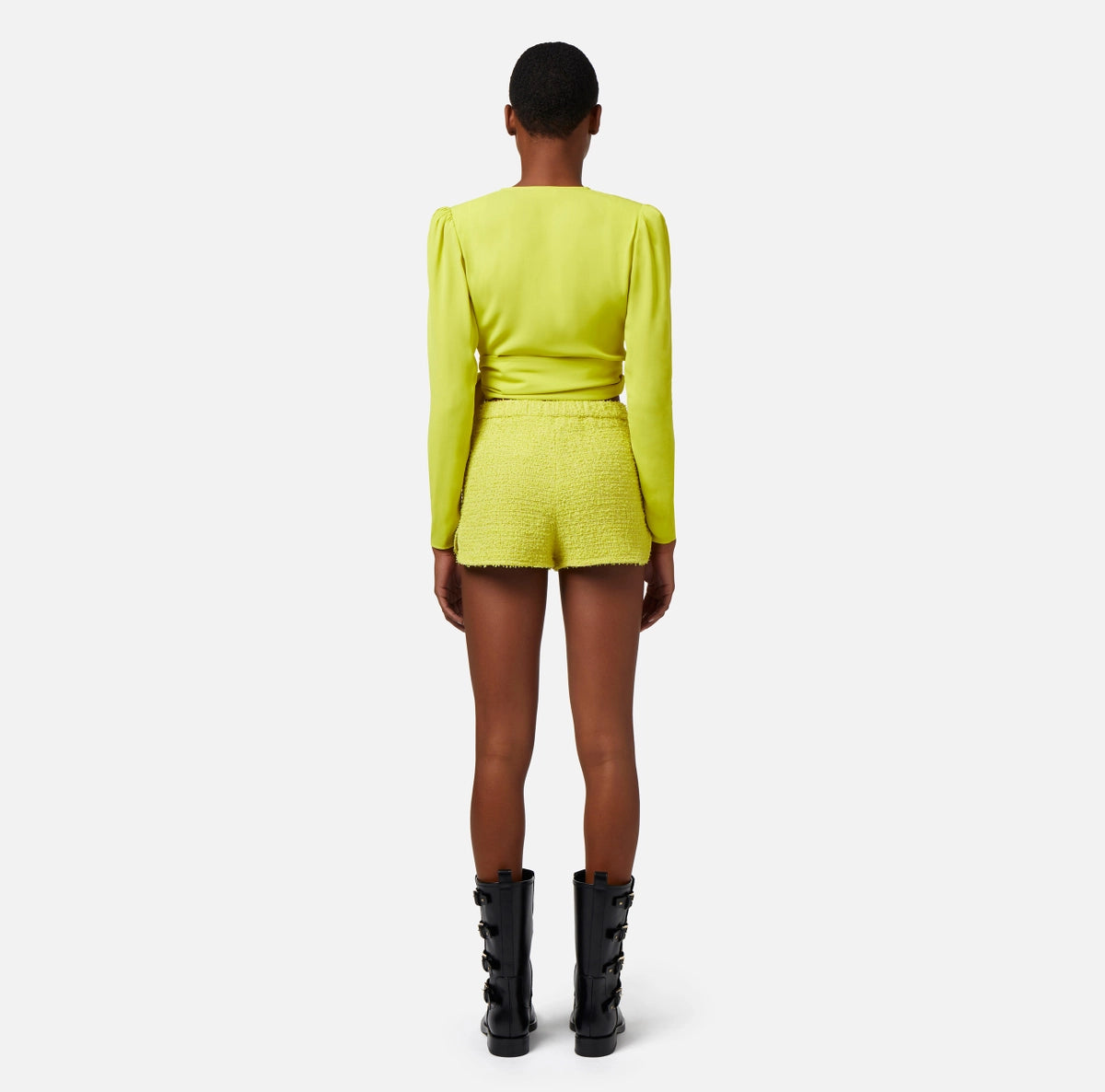 Citron cropped blouse with knot