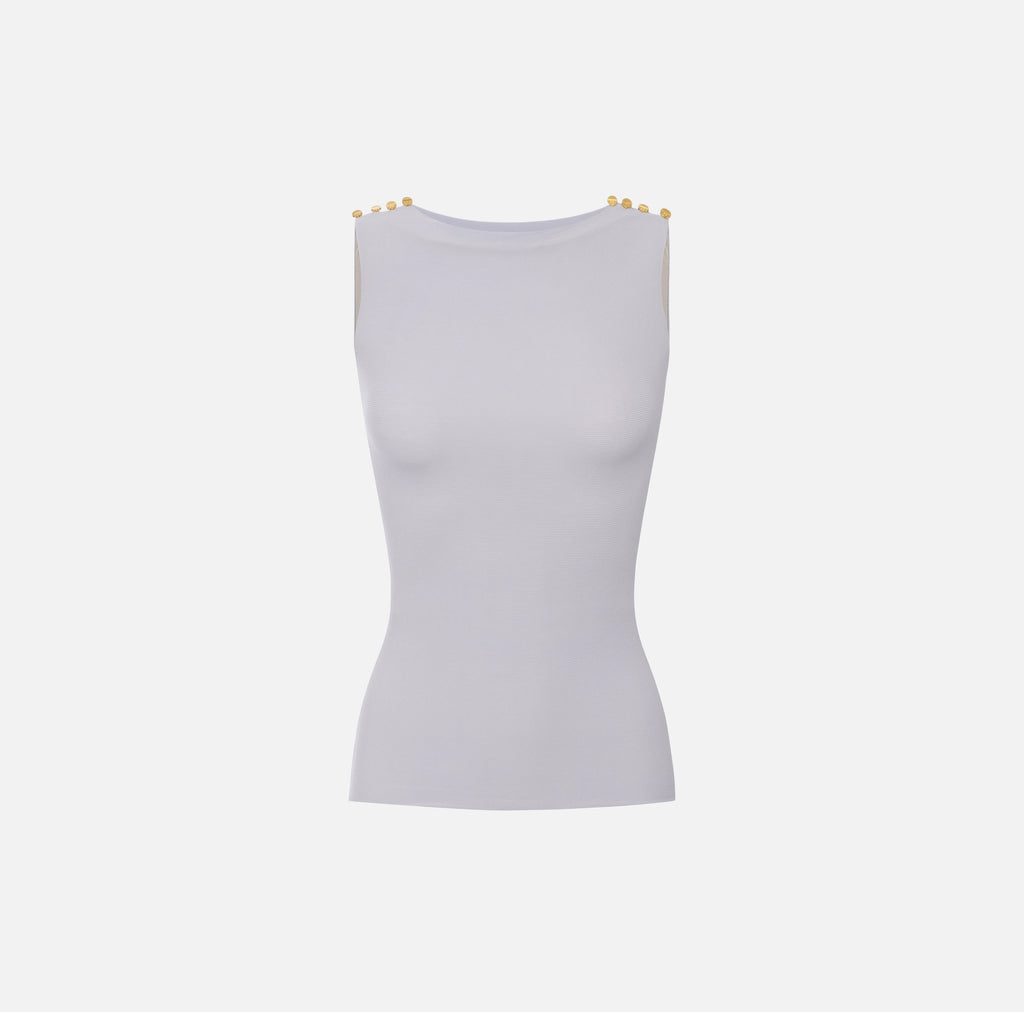 Baby blue cupro tank top with buttons