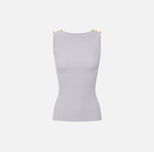 Baby blue cupro tank top with buttons