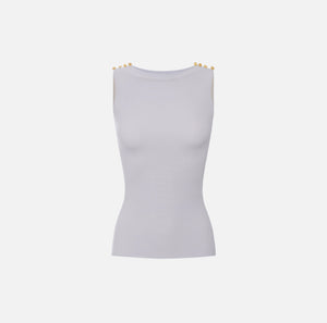 Baby blue cupro tank top with buttons