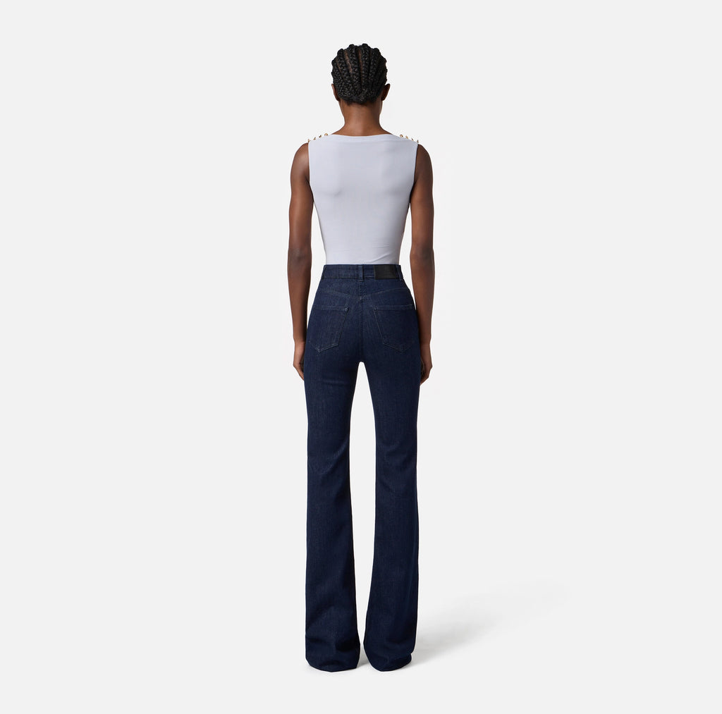 Baby blue cupro tank top with buttons