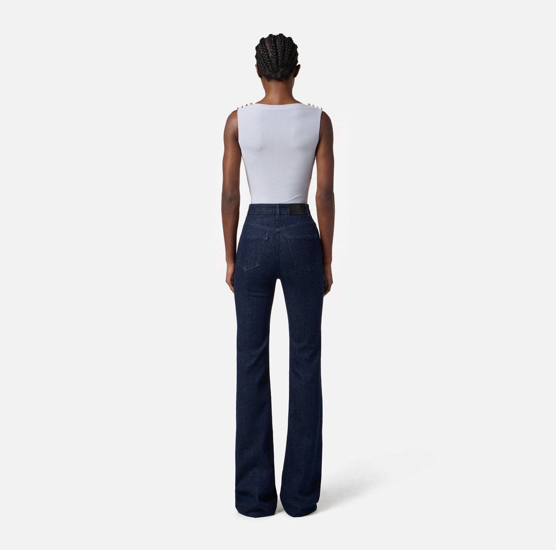 Baby blue cupro tank top with buttons