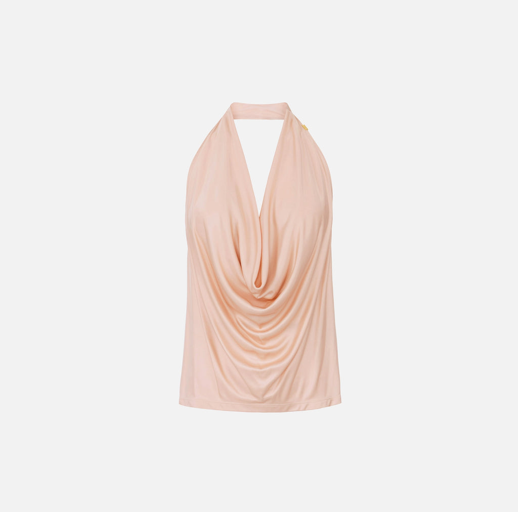 Nude jersey draped top