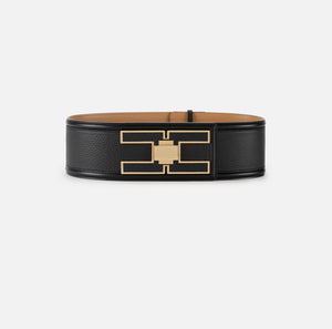 Black wide leather belt