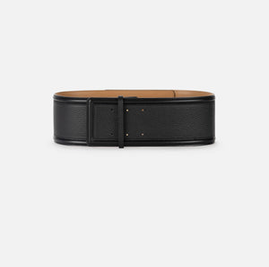 Black wide leather belt