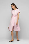 Pink cotton midi dress with zipper