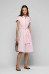 Pink cotton midi dress with zipper