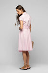 Pink cotton midi dress with zipper