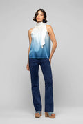 Blue ombre satin halter top