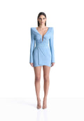 Baby blue jersey mini dress with sleeves
