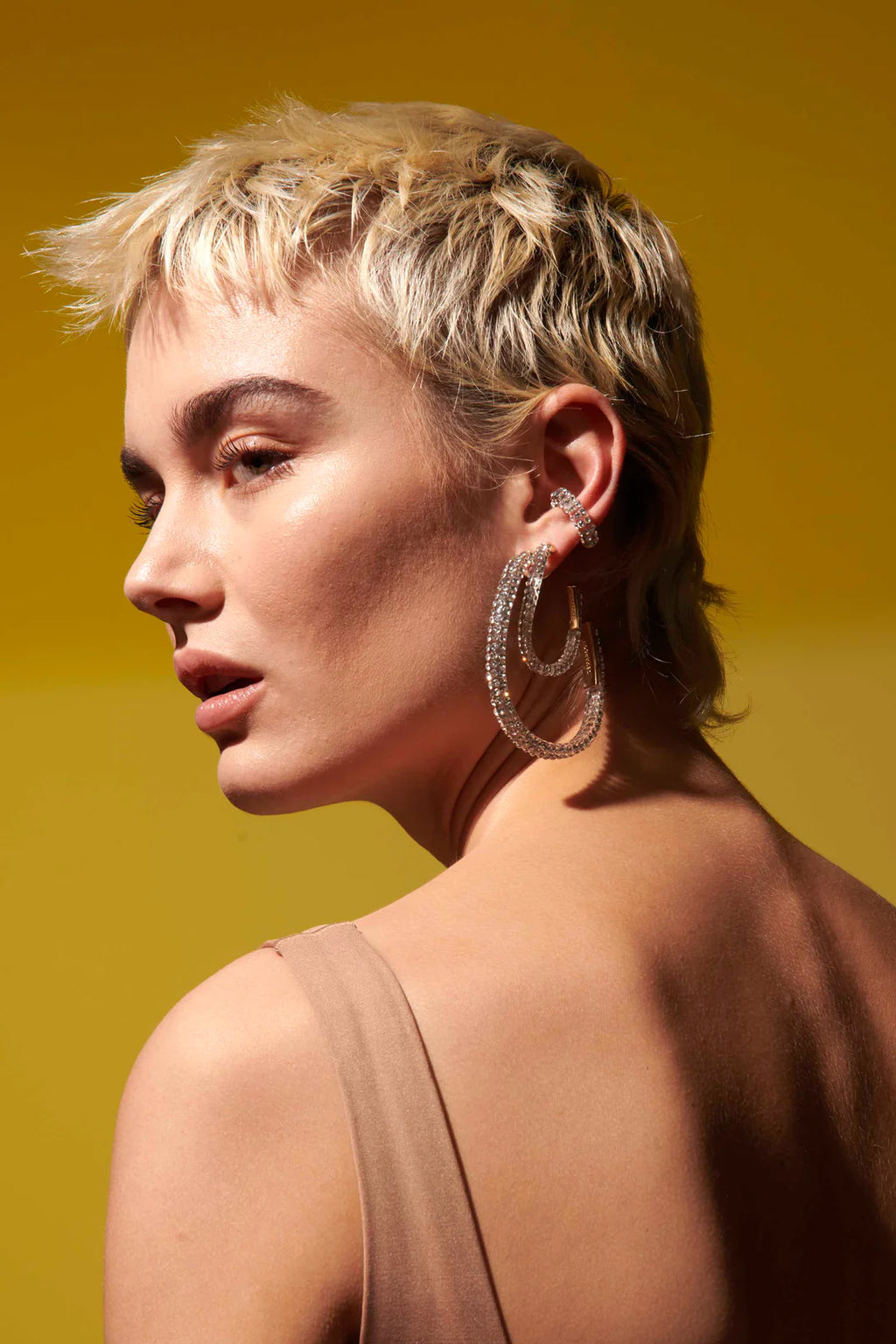 Clear Ghost pave Gold Ear cuff