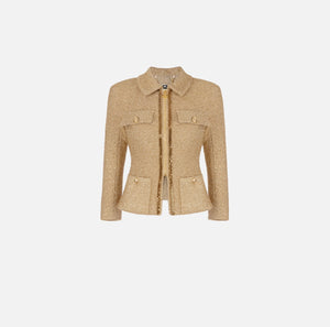 Gold lurex tweed cropped jacket
