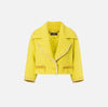 Citron tweed cropped jacket with chain detail