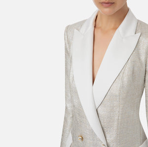 Silver laminated tweed jacket