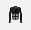 Black stretch structured jacket with transparent panels