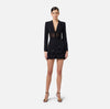 Black stretch structured jacket with transparent panels