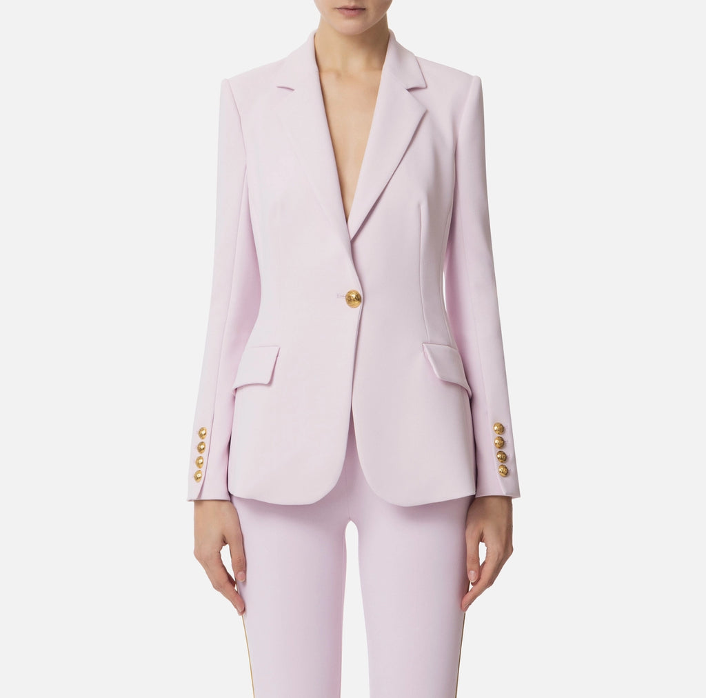 Lilac structured blazer with gold buttons