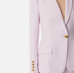 Lilac structured blazer with gold buttons