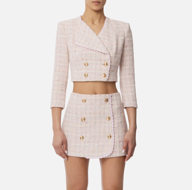 Lilac boucle tweed short jacket