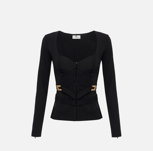 Black bi-elastic slim fit jacket