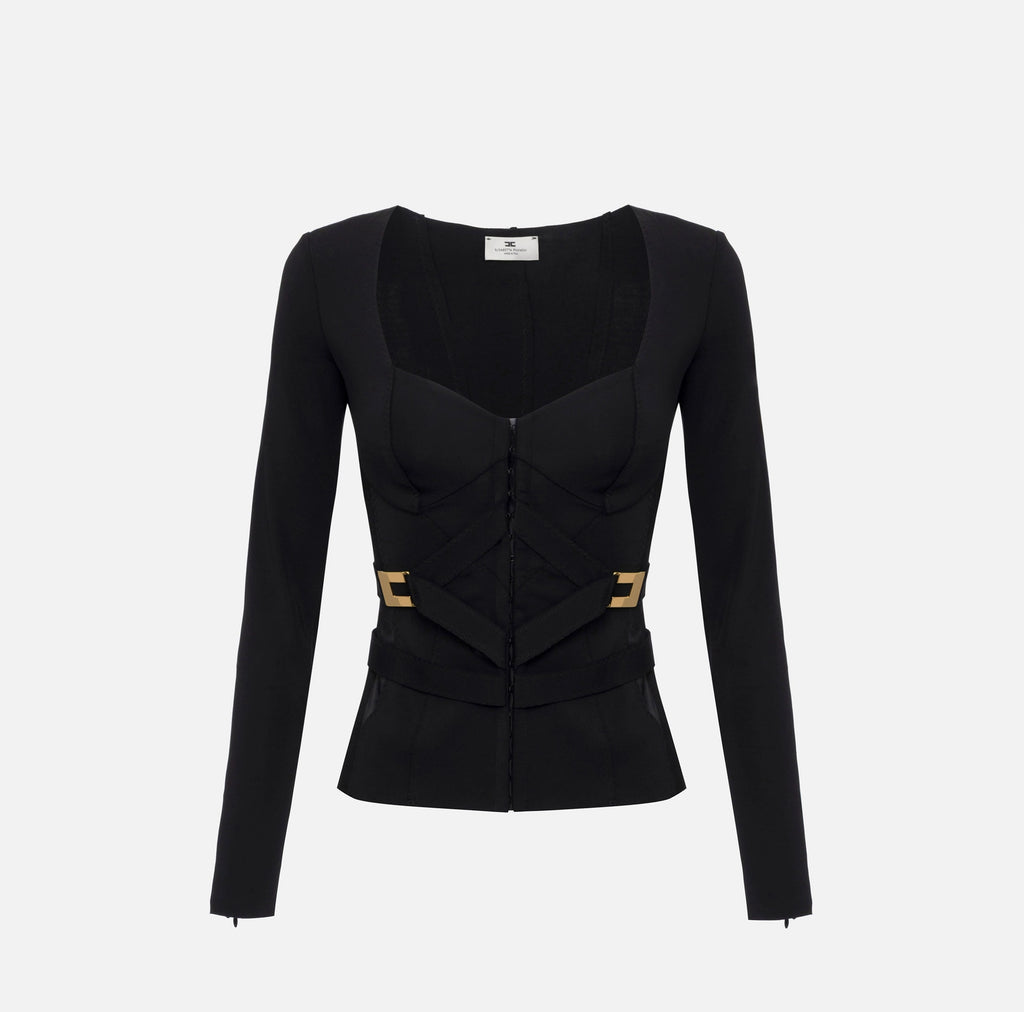 Black bi-elastic slim fit jacket