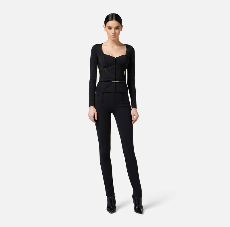 Black bi-elastic slim fit jacket
