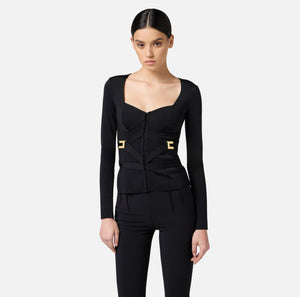 Black bi-elastic slim fit jacket