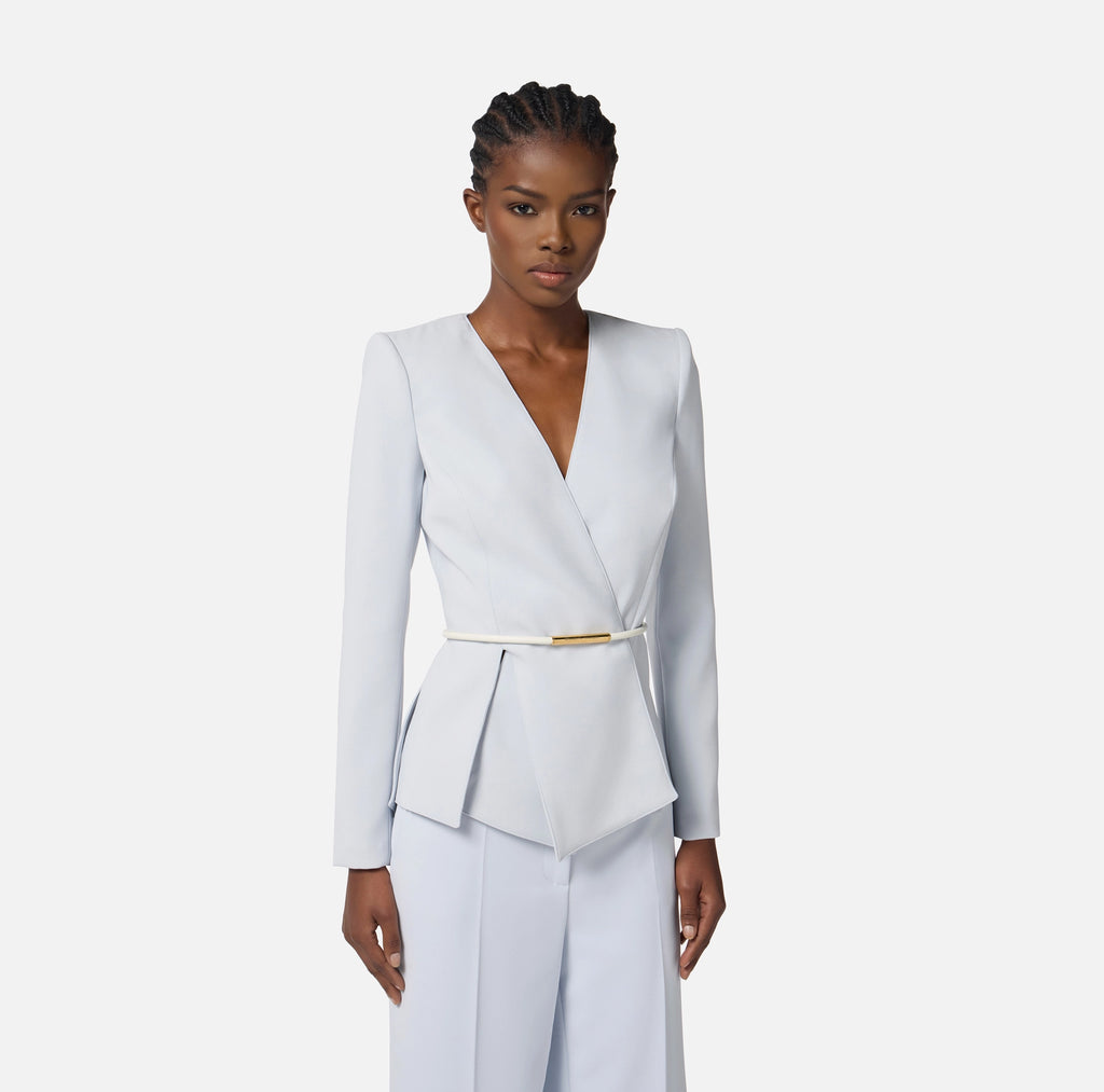 Baby blue lightweight jacket with belt