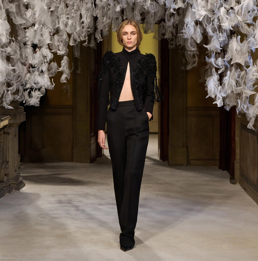 Black short Runway jacket with crystals