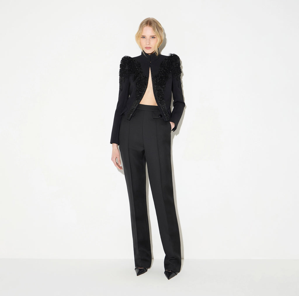 Black short Runway jacket with crystals