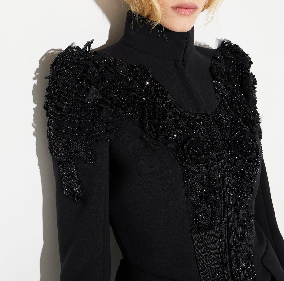 Black short Runway jacket with crystals