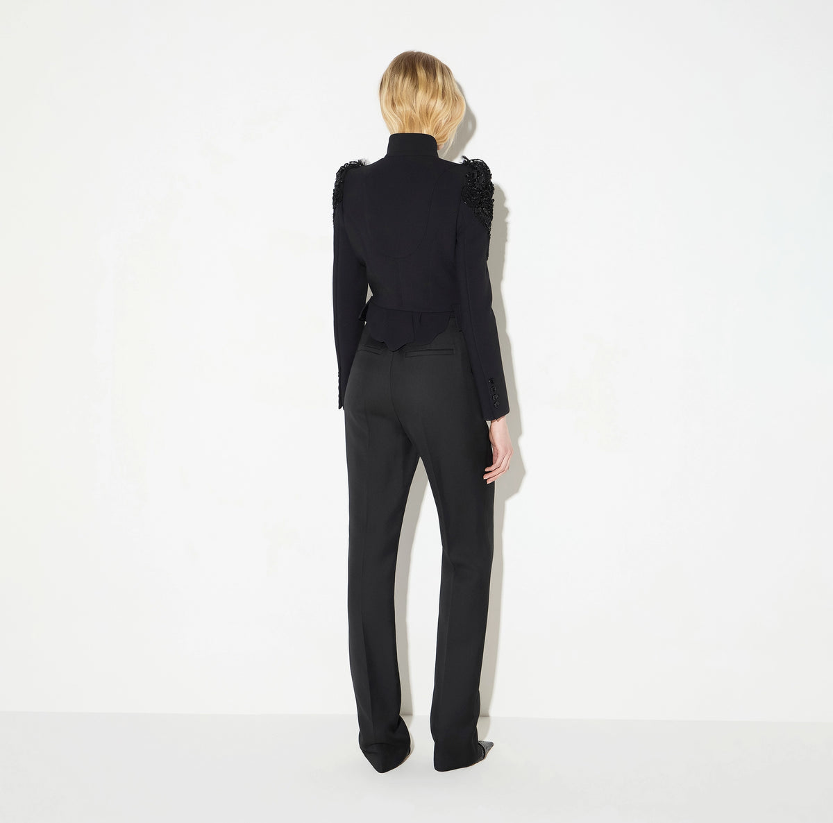 Black short Runway jacket with crystals